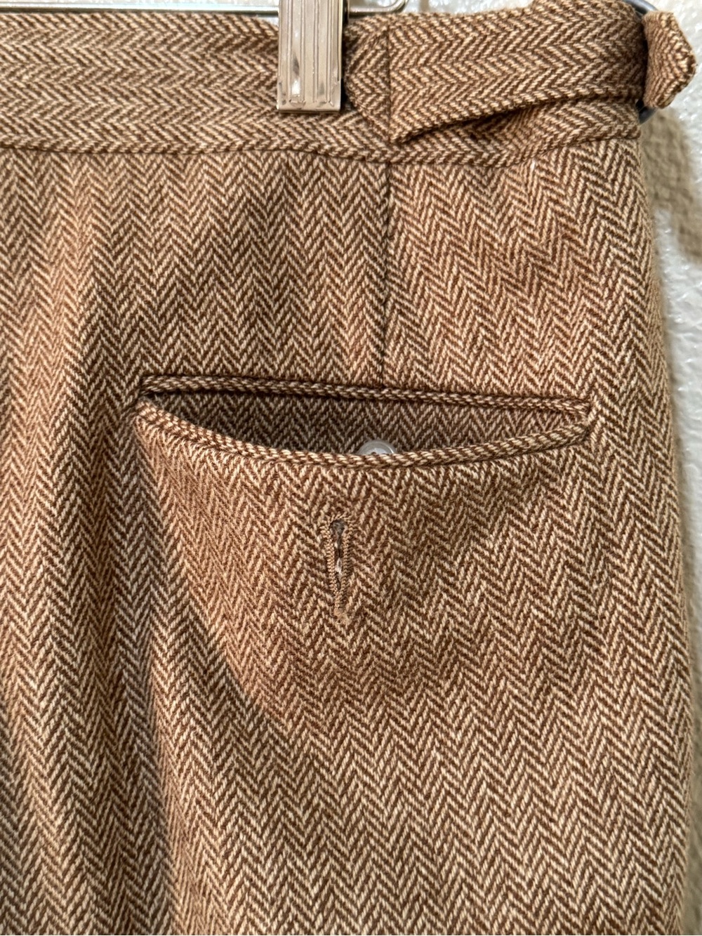 Polo Ralph Lauren Wool Blend Herringbone Pleated Cuff Classic Dress Pants  34x31 - Picture 9 of 16